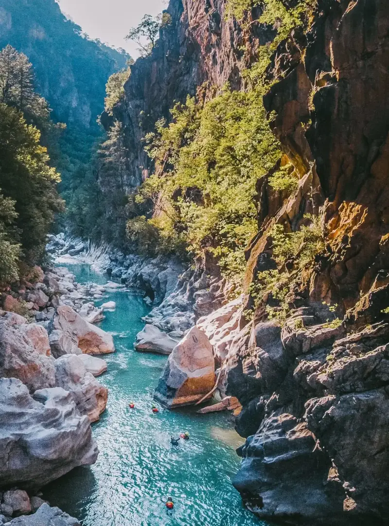 River trekking through the Aoos gorge near Konitsa