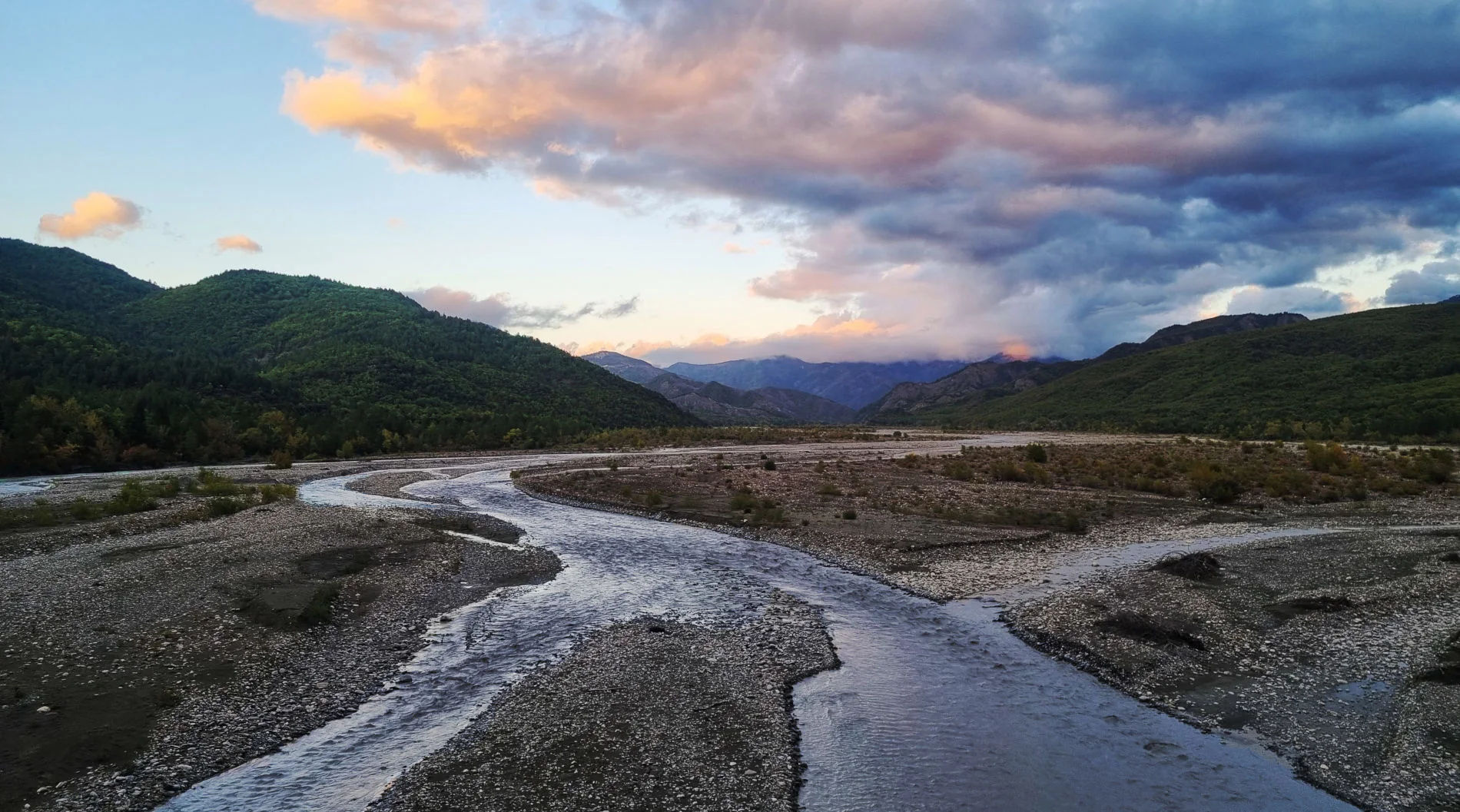A river landscape near the Vrontalida trail restoration project in Epirus