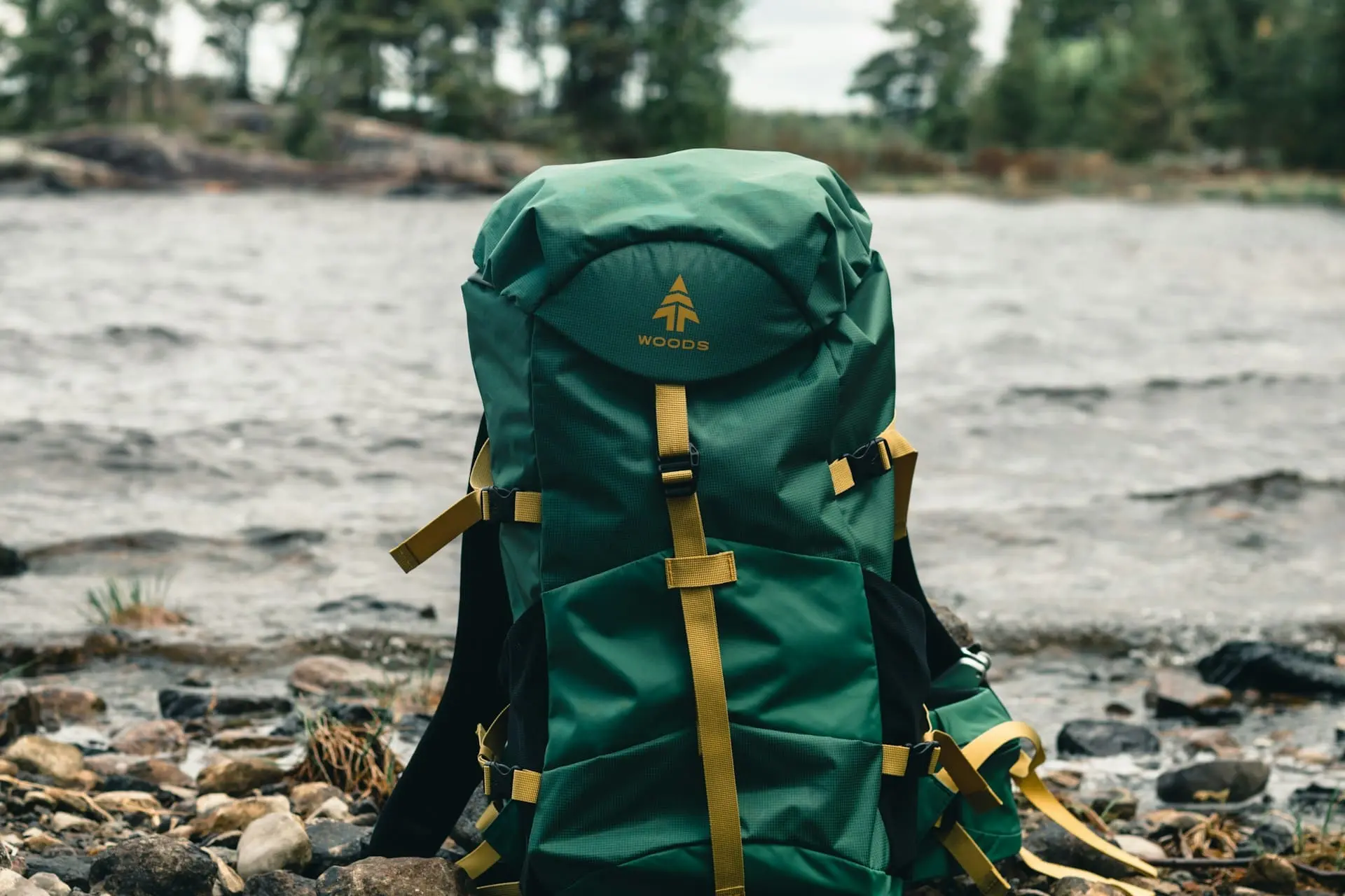 Essential hiking equipment prepared for a mountain trail in Greece